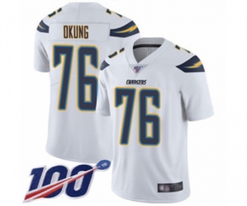 Men's Los Angeles Chargers #76 Russell Okung White Vapor Untouchable Limited Player 100th Season Football Jersey