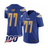 Men's Los Angeles Chargers #77 Forrest Lamp Limited Electric Blue Rush Vapor Untouchable 100th Season Football Jersey