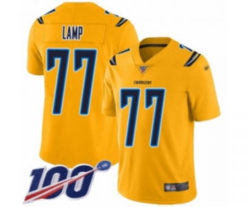 Men's Los Angeles Chargers #77 Forrest Lamp Limited Gold Inverted Legend 100th Season Football Jersey