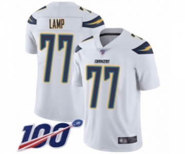 Men's Los Angeles Chargers #77 Forrest Lamp White Vapor Untouchable Limited Player 100th Season Football Jersey