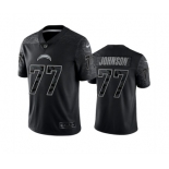 Men's Los Angeles Chargers #77 Zion Johnson Black Reflective Limited Stitched Football Jersey