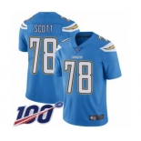 Men's Los Angeles Chargers #78 Trent Scott Electric Blue Alternate Vapor Untouchable Limited Player 100th Season Football Jersey