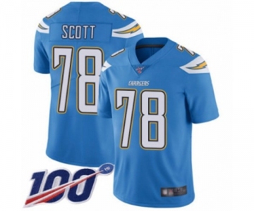 Men's Los Angeles Chargers #78 Trent Scott Electric Blue Alternate Vapor Untouchable Limited Player 100th Season Football Jersey