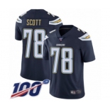 Men's Los Angeles Chargers #78 Trent Scott Navy Blue Team Color Vapor Untouchable Limited Player 100th Season Football Jersey