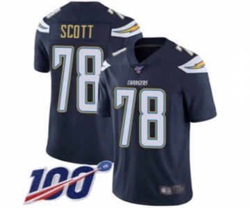 Men's Los Angeles Chargers #78 Trent Scott Navy Blue Team Color Vapor Untouchable Limited Player 100th Season Football Jersey