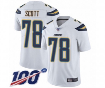 Men's Los Angeles Chargers #78 Trent Scott White Vapor Untouchable Limited Player 100th Season Football Jersey