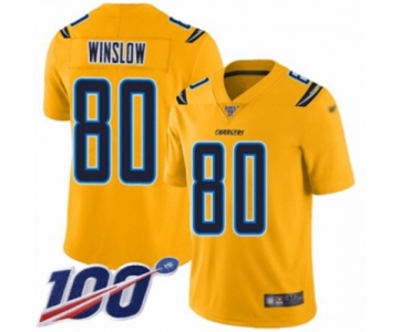 Men's Los Angeles Chargers #80 Kellen Winslow Limited Gold Inverted Legend 100th Season Football Jersey