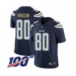 Men's Los Angeles Chargers #80 Kellen Winslow Navy Blue Team Color Vapor Untouchable Limited Player 100th Season Football Jersey