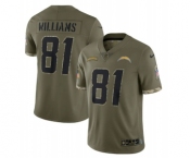 Men's Los Angeles Chargers #81 Mike Williams 2022 Olive Salute To Service Limited Stitched Jersey