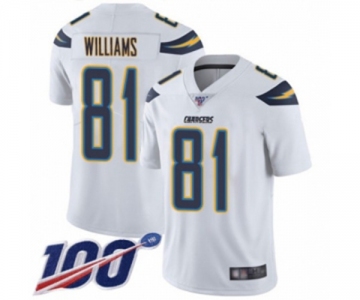 Men's Los Angeles Chargers #81 Mike Williams White Vapor Untouchable Limited Player 100th Season Football Jersey