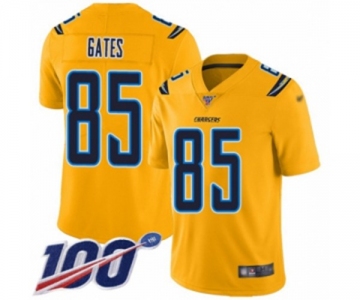 Men's Los Angeles Chargers #85 Antonio Gates Limited Gold Inverted Legend 100th Season Football Jersey