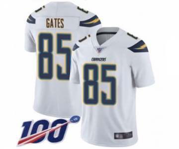 Men's Los Angeles Chargers #85 Antonio Gates White Vapor Untouchable Limited Player 100th Season Football Jersey