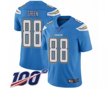 Men's Los Angeles Chargers #88 Virgil Green Electric Blue Alternate Vapor Untouchable Limited Player 100th Season Football Jersey