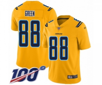 Men's Los Angeles Chargers #88 Virgil Green Limited Gold Inverted Legend 100th Season Football Jersey