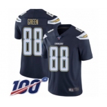 Men's Los Angeles Chargers #88 Virgil Green Navy Blue Team Color Vapor Untouchable Limited Player 100th Season Football Jersey