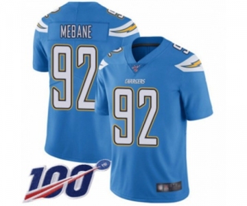 Men's Los Angeles Chargers #92 Brandon Mebane Electric Blue Alternate Vapor Untouchable Limited Player 100th Season Football Jersey