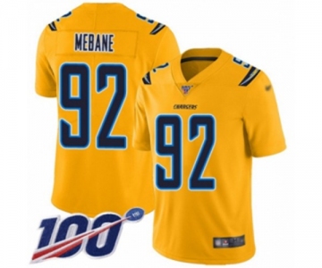 Men's Los Angeles Chargers #92 Brandon Mebane Limited Gold Inverted Legend 100th Season Football Jersey