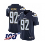 Men's Los Angeles Chargers #92 Brandon Mebane Navy Blue Team Color Vapor Untouchable Limited Player 100th Season Football Jersey