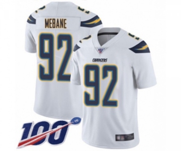 Men's Los Angeles Chargers #92 Brandon Mebane White Vapor Untouchable Limited Player 100th Season Football Jersey