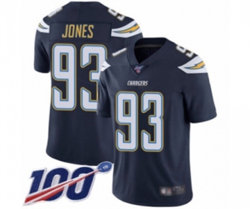 Men's Los Angeles Chargers #93 Justin Jones Navy Blue Team Color Vapor Untouchable Limited Player 100th Season Football Jersey