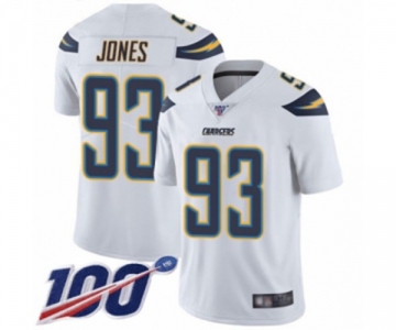 Men's Los Angeles Chargers #93 Justin Jones White Vapor Untouchable Limited Player 100th Season Football Jersey