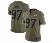 Men's Los Angeles Chargers #97 Joey Bosa 2022 Olive Salute To Service Limited Stitched Jersey