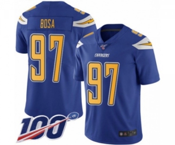 Men's Los Angeles Chargers #97 Joey Bosa Limited Electric Blue Rush Vapor Untouchable 100th Season Football Jersey