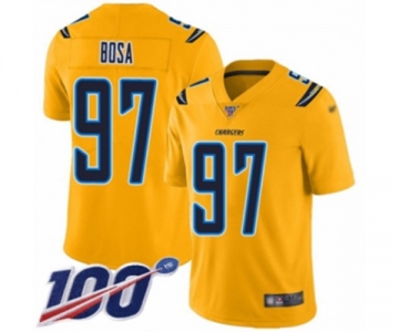 Men's Los Angeles Chargers #97 Joey Bosa Limited Gold Inverted Legend 100th Season Football Jersey