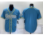 Men's Los Angeles Chargers Blank Light Blue Stitched MLB Cool Base Nike Baseball Jersey