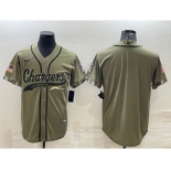 Men's Los Angeles Chargers Blank Olive Salute to Service Cool Base Stitched Baseball Jersey