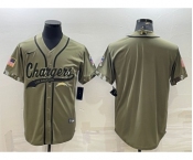 Men's Los Angeles Chargers Blank Olive Salute to Service Cool Base Stitched Baseball Jersey