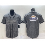 Men's Los Angeles Chargers Grey Gridiron Team Big Logo Cool Base Stitched Baseball Jersey