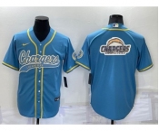 Men's Los Angeles Chargers Light Blue Team Big Logo With Patch Cool Base Stitched