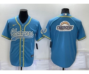 Men's Los Angeles Chargers Light Blue Team Big Logo With Patch Cool Base Stitched