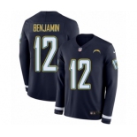 Men's Nike Los Angeles Chargers #12 Travis Benjamin Limited Navy Blue Therma Long Sleeve NFL Jersey