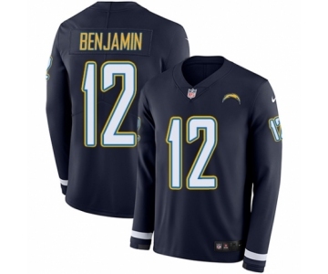 Men's Nike Los Angeles Chargers #12 Travis Benjamin Limited Navy Blue Therma Long Sleeve NFL Jersey