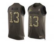 Men's Nike Los Angeles Chargers #13 Keenan Allen Limited Green Salute to Service Tank Top NFL Jersey