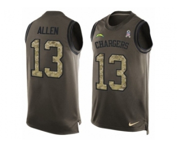 Men's Nike Los Angeles Chargers #13 Keenan Allen Limited Green Salute to Service Tank Top NFL Jersey