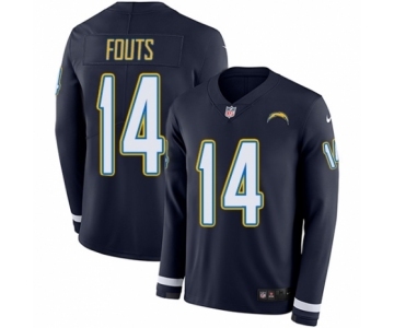 Men's Nike Los Angeles Chargers #14 Dan Fouts Limited Navy Blue Therma Long Sleeve NFL Jersey