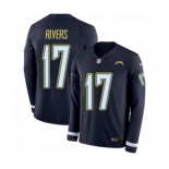 Men's Nike Los Angeles Chargers #17 Philip Rivers Limited Navy Blue Therma Long Sleeve NFL Jersey