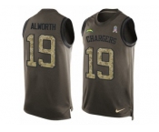 Men's Nike Los Angeles Chargers #19 Lance Alworth Limited Green Salute to Service Tank Top NFL Jersey