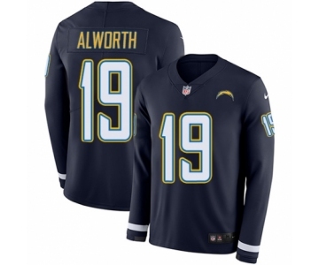 Men's Nike Los Angeles Chargers #19 Lance Alworth Limited Navy Blue Therma Long Sleeve NFL Jersey