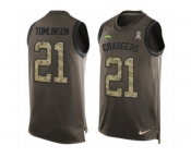 Men's Nike Los Angeles Chargers #21 LaDainian Tomlinson Limited Green Salute to Service Tank Top NFL Jersey