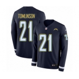 Men's Nike Los Angeles Chargers #21 LaDainian Tomlinson Limited Navy Blue Therma Long Sleeve NFL Jersey