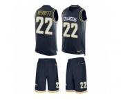 Men's Nike Los Angeles Chargers #22 Jason Verrett Limited Navy Blue Tank Top Suit NFL Jersey