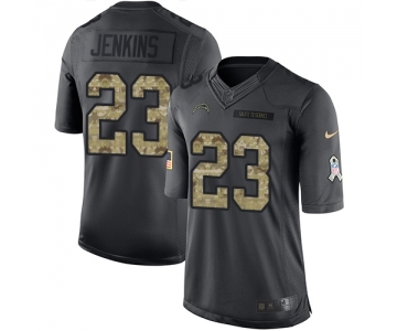 Men's Nike Los Angeles Chargers #23 Rayshawn Jenkins Limited Black 2016 Salute to Service NFL Jersey