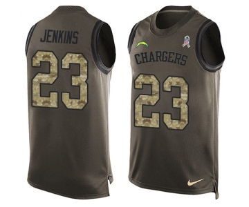 Men's Nike Los Angeles Chargers #23 Rayshawn Jenkins Limited Green Salute to Service Tank Top NFL Jersey