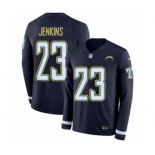 Men's Nike Los Angeles Chargers #23 Rayshawn Jenkins Limited Navy Blue Therma Long Sleeve NFL Jersey