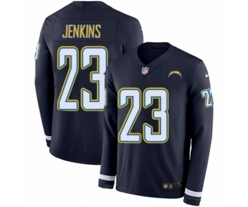 Men's Nike Los Angeles Chargers #23 Rayshawn Jenkins Limited Navy Blue Therma Long Sleeve NFL Jersey