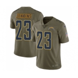 Men's Nike Los Angeles Chargers #23 Rayshawn Jenkins Limited Olive 2017 Salute to Service NFL Jersey